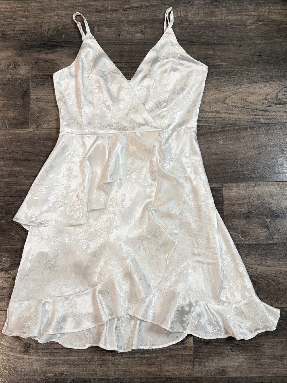 White Satin Ruffle Dress - Elegant Women's Dress